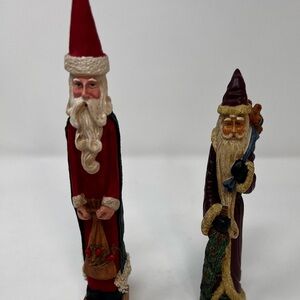 Vintage Santa Claus Christmas Figures Holiday Pencil Skinny Santa’s Set Of 2